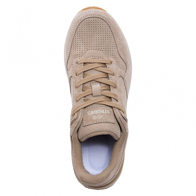 Кроссовки Strobbs из натуральной замши (бежевые)